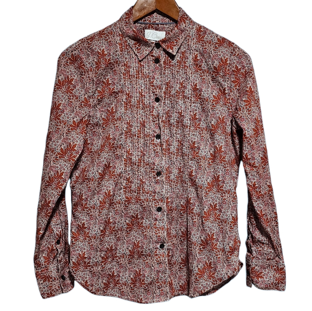 J. Crew Liberty Fabrics Slim-Fit Tuxedo Shirt in Aubrey Forest Floral Size 6 - Picture 2 of 5